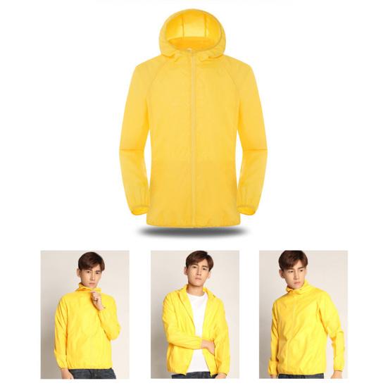 Bunda do větru s kapucí, dlouhým rukávem, stahovacími manžetami, kapsami, zapínáním na zip, pro muže a ženy, voděodolná, s ochranou proti slunci