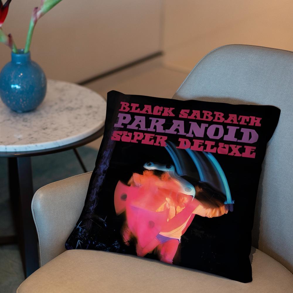 

B-Black Sabbath Band Cushion Cover 2-in-1 Reversible Plush Pillow Cover | Car/Sofa/Bed | Perfect Gift 12x12Inch