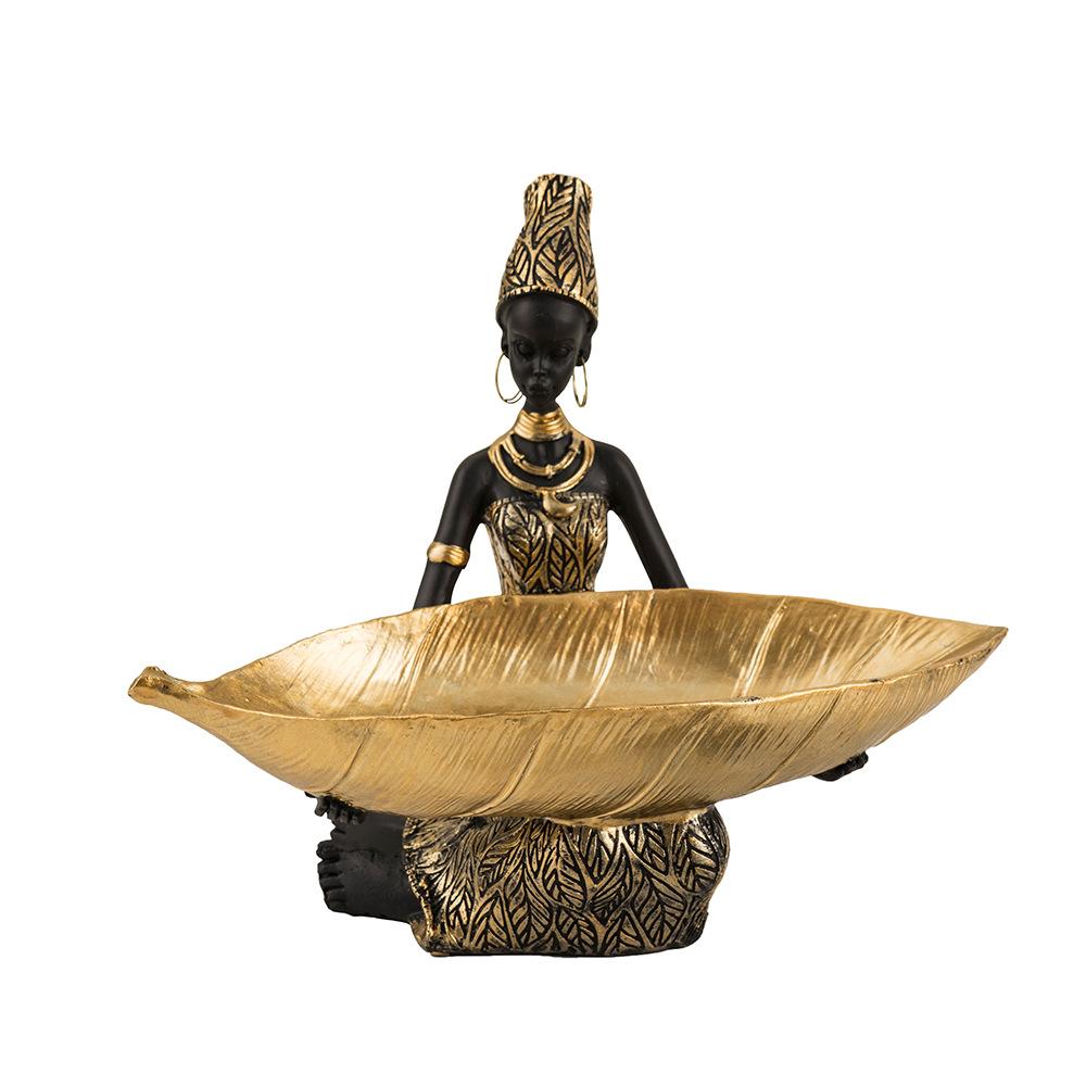 Storage Black Women Sculpture Creative Ornaments Home Living Room Desktop Wine Cabinet Entrance Resin Crafts