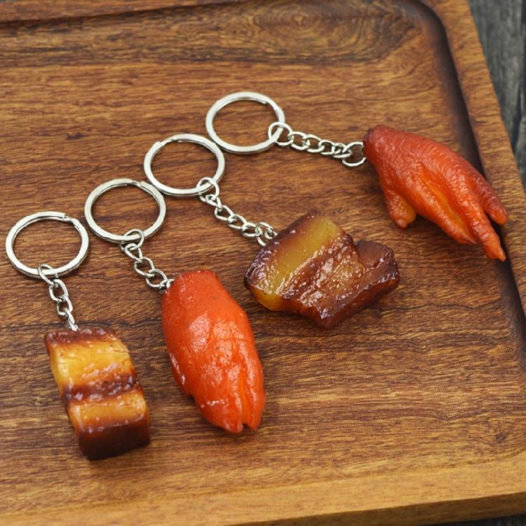 6 Pcs Chicken Wing Keyrings Decorative Keychain Car Key Chain Simulation Food Keychain Hanging Ornaments Bag Pendant