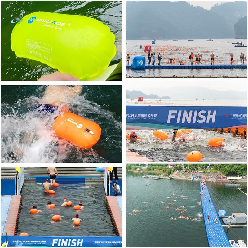 Inflatable Swimming Buoy Pvc Lifebuoy With Waist Belt Prevent Drowning Floating Ball Air Drying Bag Water Sport Safety Tow Float Towing Gear