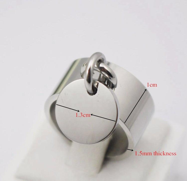 

316L Stainless Steel Women Jewelry 10mm Wide Cocktail Can Engrave Ring Polish Silver Color Round Charm Rings Size 6 7 8 9 10 11 6