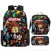 Roblox Retro Cartoon Backpack Set - Trendy 3-Piece Schoolbag for Kids