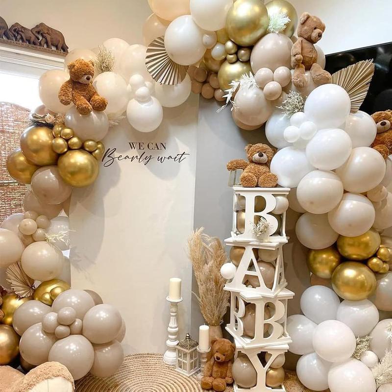 2025 Christmas Halloween Sandy White Balloon Arch Kit Beige Chrome