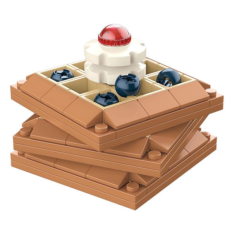 Adorno de pastel de té de la tarde con registro de comida, rompecabezas para niños, juguetes de bloques de construcción