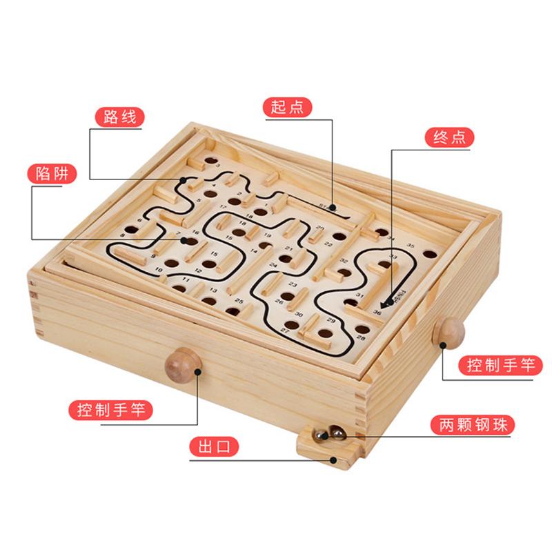 Ahşap Çocuk Yetişkin İnteraktif Masaüstü Denge Topu Oyunu Zeka Parkuru Yürüyen Boncuklar Elle Çalıştırılan Labirent Eğitici Oyuncaklar