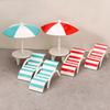 Mini Sun Umbrella, Double Beach Chair Set, Miniature Handicrafts, Toy House Decoration, Micro Landscape Ornaments