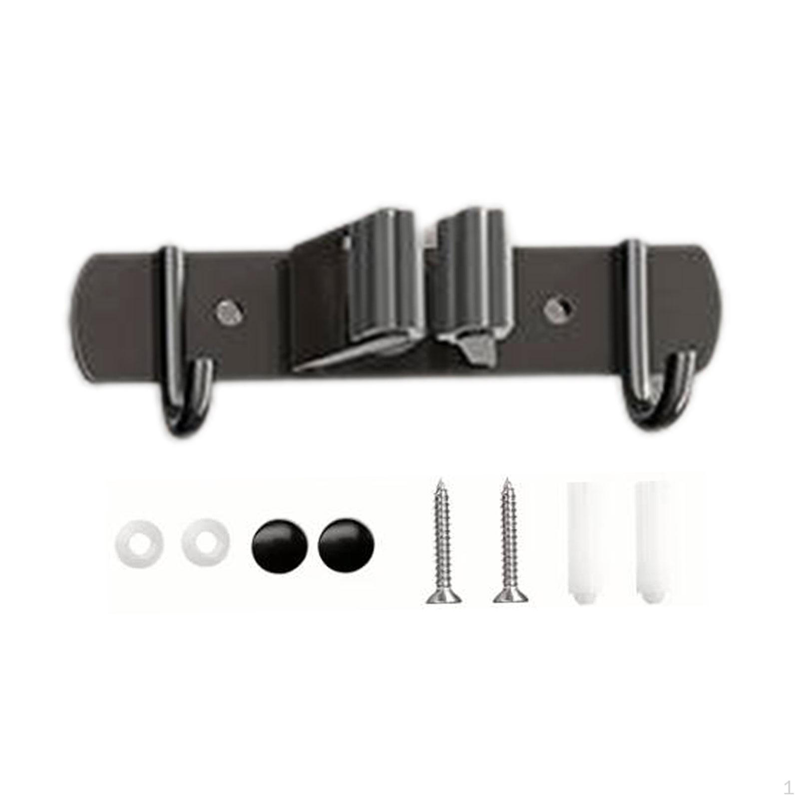 

Broom And Mop Holder, Organizer, Easy to Use, Sturdy, Non-slip, Wall-mounted for Kitchen, 1 Rack 2 Hooks