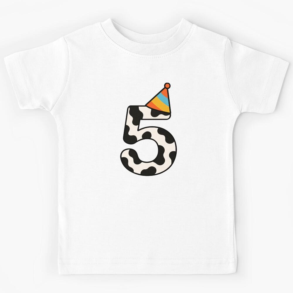 Cow 5th Birthday 5 Years Old Animal Lover Bday Boys Girls Kids Kids T-Shirt 170