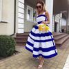 European & American Women's Striped Sling Evening Dress - Fashionable, Sexy, Long Style