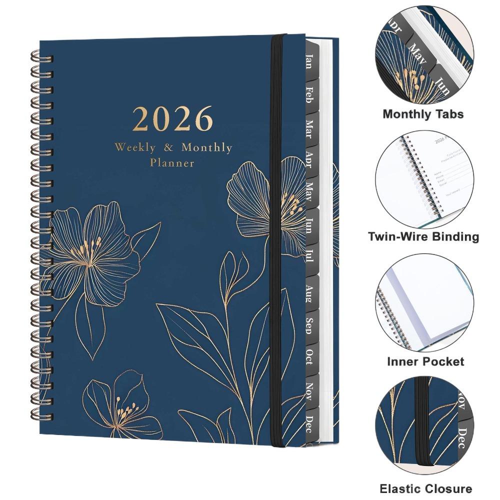A5 Size Coil Diary Book Spiral Binding Daily Plan Schedule 2026 Planner Notebook  School Supplies