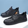 Autumn Handmade Genuine Leather Shoes Casual Men Shoes Design Fashion Sneakers Man Loafers Soft-soled Flat Driving Shoes