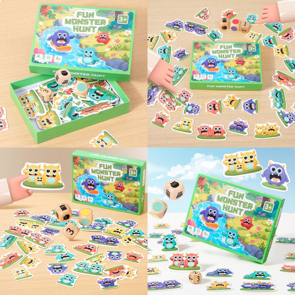 Wood Fun Monster Hunt Desktop Interactive Game Children Puzzle Toy For Kids Early Education