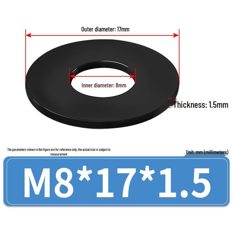 8.8 Grade Black Hardened High-Strength Oversized Flat Metal Spacer Washer (M2-M8)