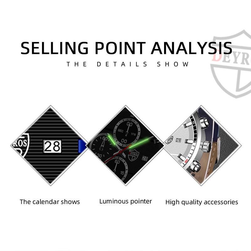 Men's Fashion Sports Watches Men Luxury Business Quartz Wristwatch Calendar Male Casual Leather Bracelet Watch Luminous Clock