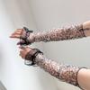 Breathable Lolita Arm Sleeves Bow Bridal Gloves Lace Mesh Sunscreen Sleeves  Summer