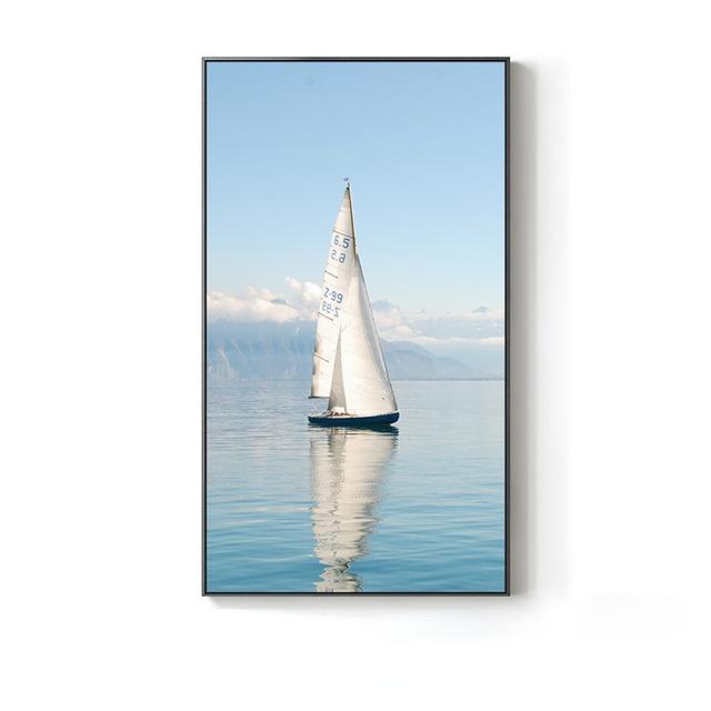 Sailboat Backlight Posters and Prints Ocean Landscape Canvas Paintings Wall Art Picture Home Decor for Living Room Bedroom