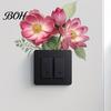 Waterproof Switch Sticker Removable Flower Sticker, Colorful Rose Peony Wall Protective Cover Decals, DIY Light for Bedroom Living Room PVC