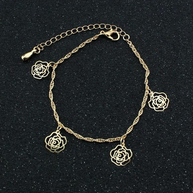 Aolly Crystal Gold Color Barefoot Sandal Beach Jewelry Foot Jewelry Bead Chain Anklets Bracelets Dragonfly For Women