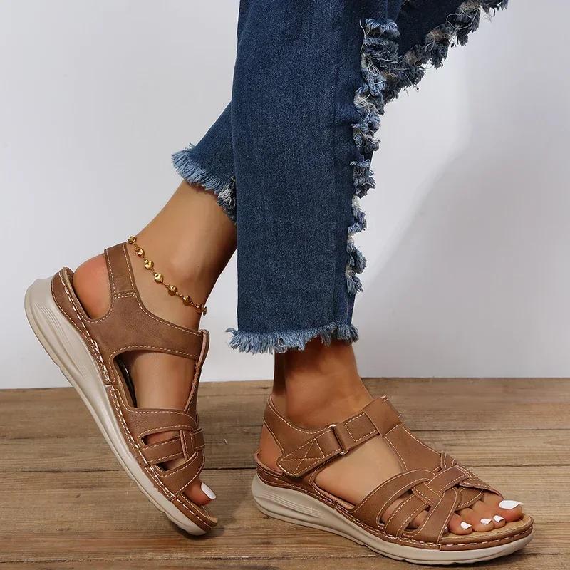 Women's Premium Orthopedic Sandals 2025 Summer New Fashion Open Toed Beach Slippers Ladies Wedge Platform Shoes Zapatos De Mujer