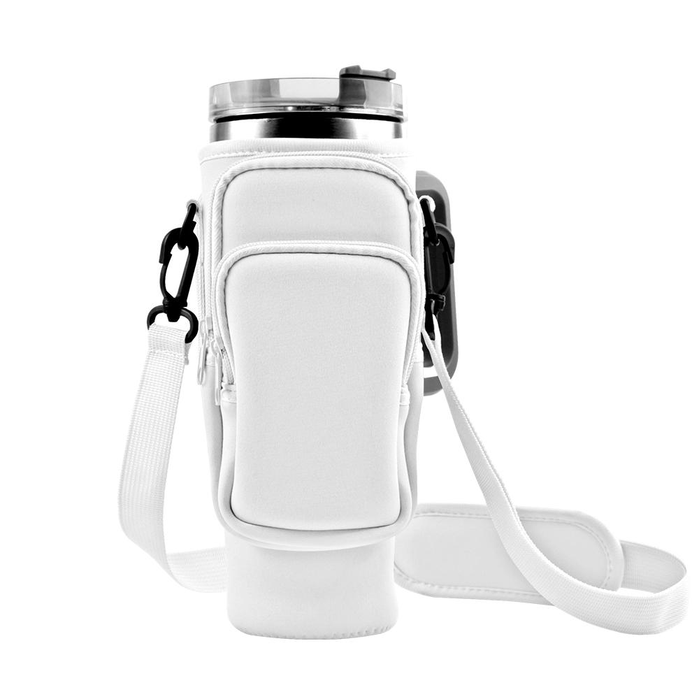 Water Bottle Carrier Bag for 30/40 oz Tumbler with Phone Pocket and Adjustable Strap for Walking Hiking Camping Travelling