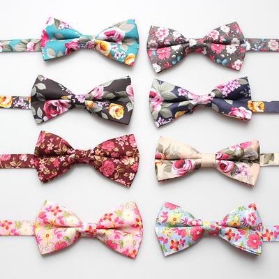 Cotton Printed Bow Tie Floral Casual Men'S Cartoon Floral Knot Promotion