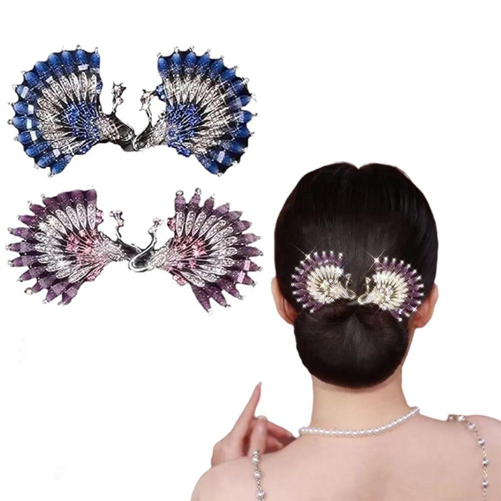 New Peacock Display Peacock Hair Curler Angel Wings Durable Twist Hairpin Elegant Hair Bun Maker Women Girl