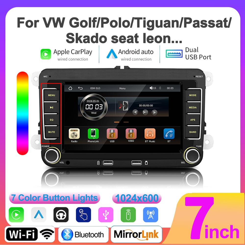 

7-дюймовая автомагнитола CarPlay Android Auto для Volkswagen VW Passat B6 B7 CC Tiguan Touran GOLF POLO CarPlay