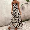 Casual Maxi Jurk met Luipaardprint, Bandjes en Mouwloos voor Dames