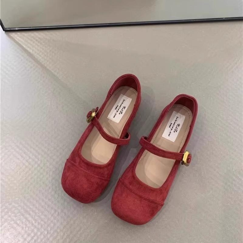 Retro shallow single shoes women's spring and autumn new French evening shoes gentle soft flat Mary Jane shoes