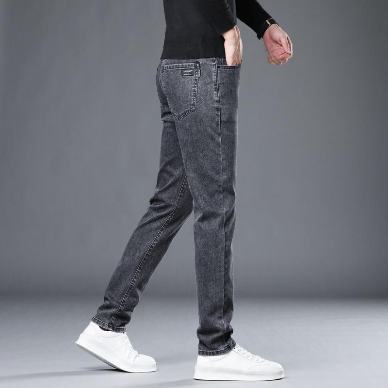 

Четырехсезонные новые мужские эластичные джинсы легкие роскошные деловые свободные маленькие прямые брюки модные повседневные брюки больших размеров 40