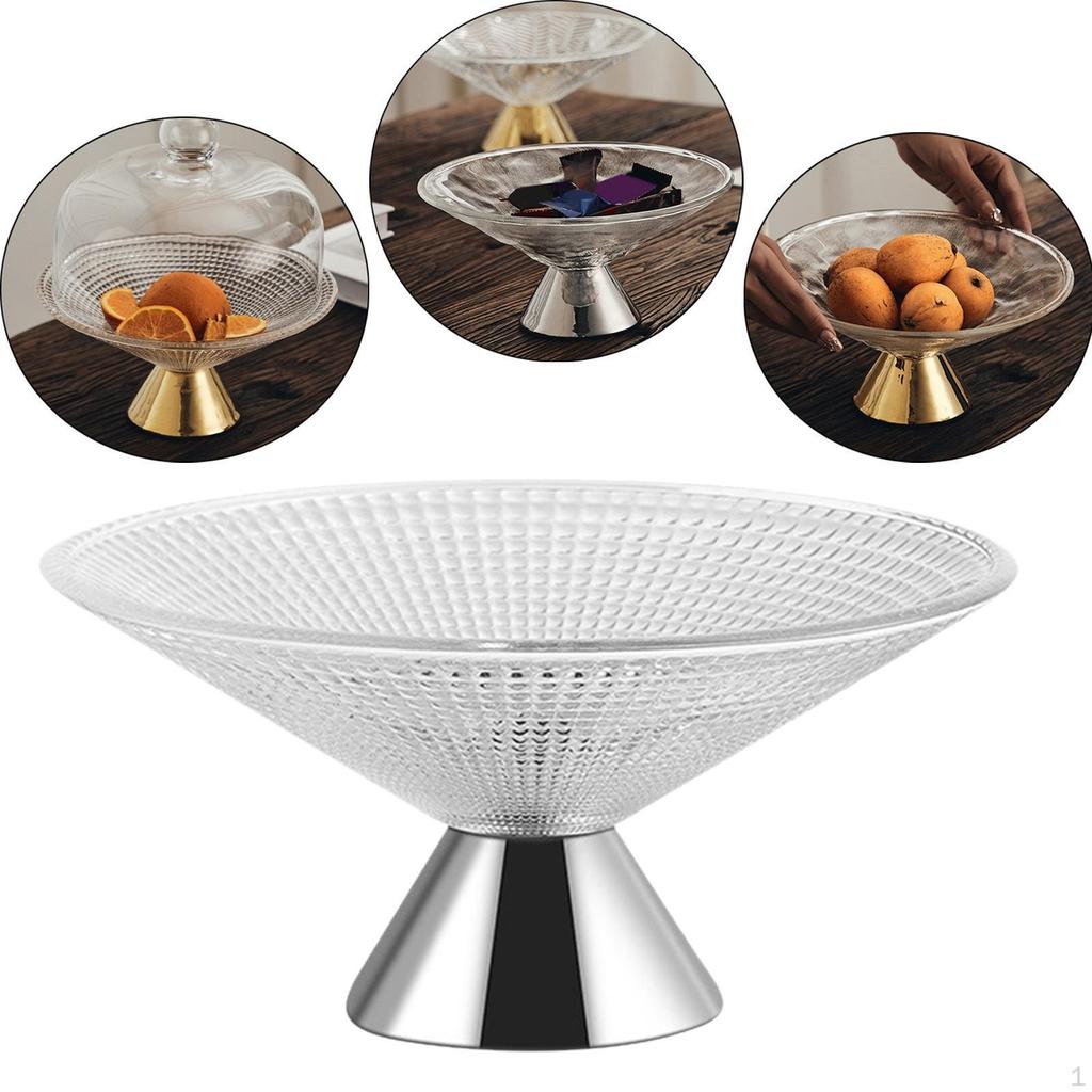 Bol en Verre Décoratif Panier à Fruits sur Pied, Socle pour Plan de Travail de Cuisine, Verre