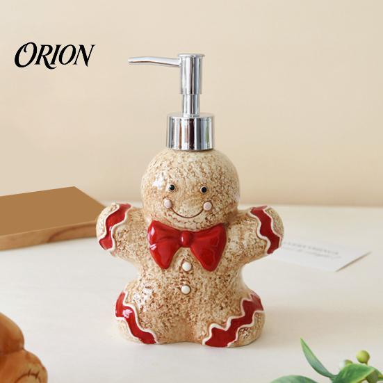 Bear Shape Soap Dispenser Christmas Ceramic Dispenser, Gingerbread Man House Liquid Hand Festive Container, Refillable Shower Gel Lotion Bottle