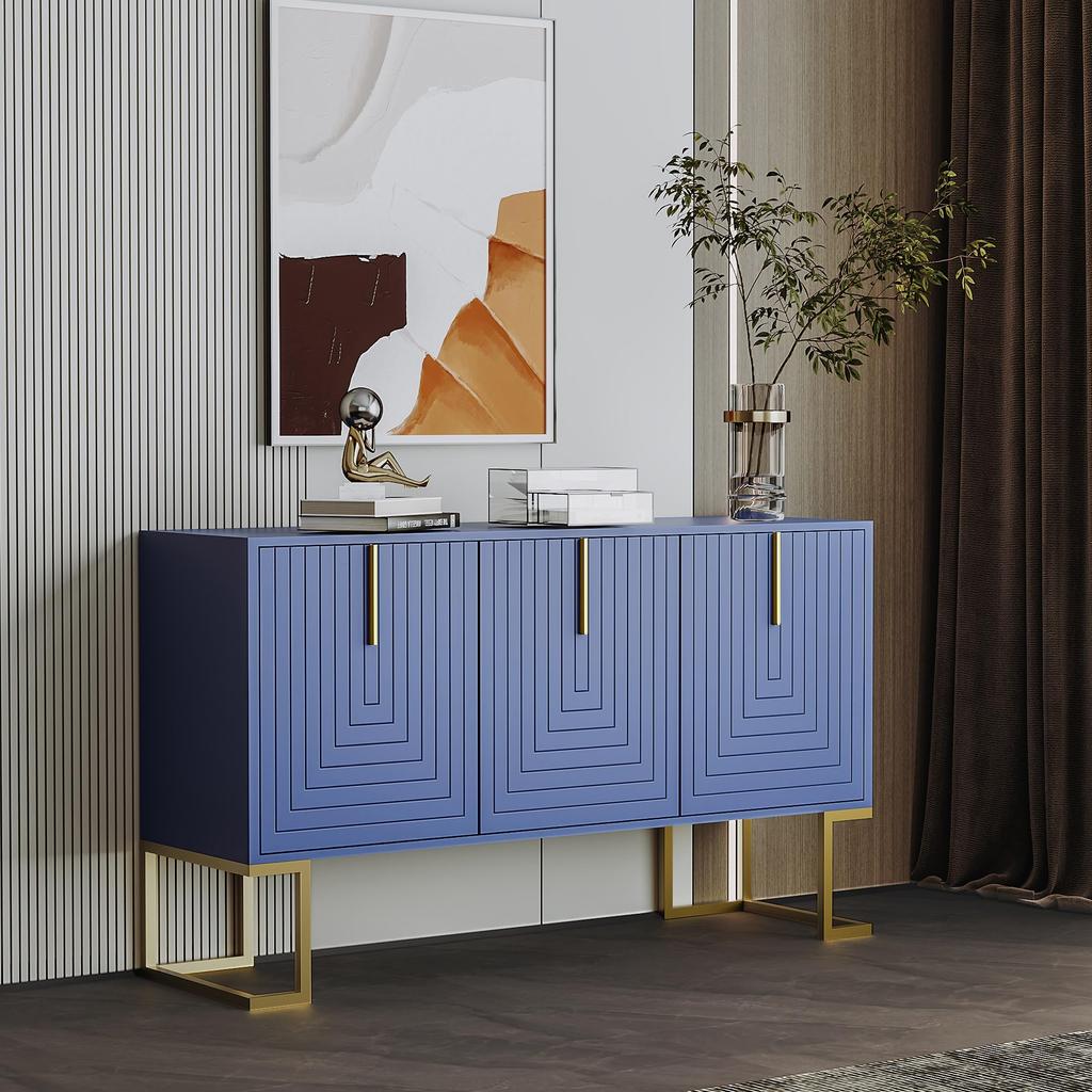 Sideboard Kommode mit 3 Türen, Moderne Küchenschrank mit Verstellbare Ablage, Buffetschrank mit viel Stauraum, schlichten Stil