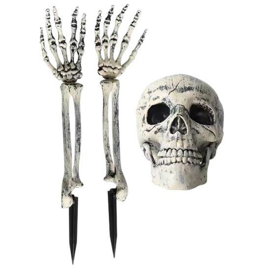 Halloween Skeleton Stakes Realistic Stake, Spooky Skull Hand Yard Atmospheric Horror Lawn Accents Sign for Outdoor Garden Graveyard Decor Waterproof