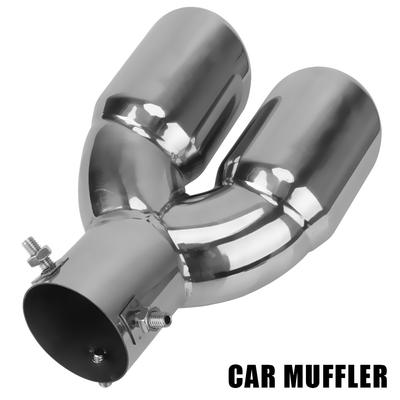 Embellecedor de Tubo de Escape 63mm Acero Inoxidable Cromo Silenciador de Coche Salida Dual Cola Garganta Universal