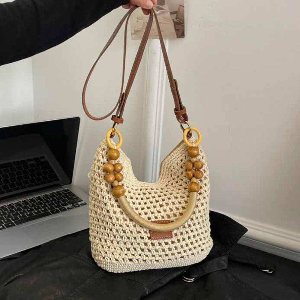 

Сумка-тоут Пляжная плетеная сумка Ажурная Ажурная сумка через плечо Модная Богемная пляжная сумка Уличная одежда Brown(S)