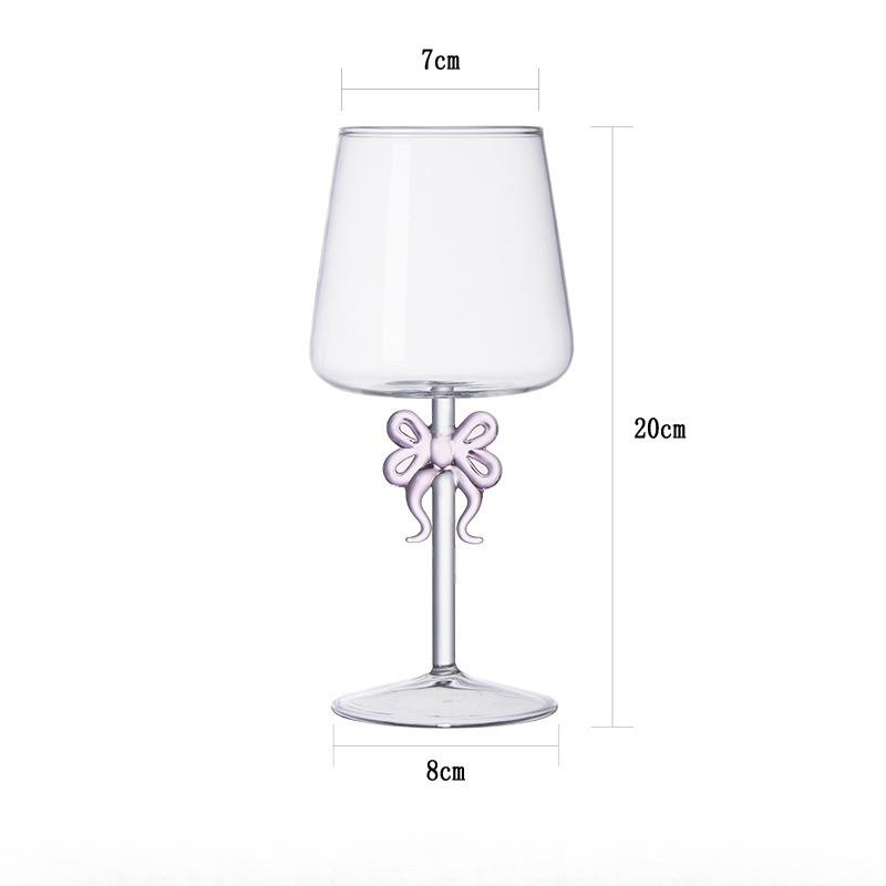 

420ML Creative Pink Bow Cup Glass Desktop Decoration Home Christmas Party Drinkware Glass Cup Champagne Handmade Wine Glass Gift Approximately 420ml розовый