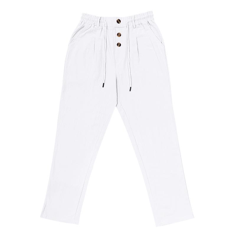 2026 Men's Casual Breathable Cotton Linen Trousers - Solid Color, Four Seasons Straight, Loose Fit Sweatpants