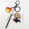 Demon Slayer Keychain Acrylic Charm with Sword Tanjiro Zenitsu Nezuko Anime Cosplay Accessories