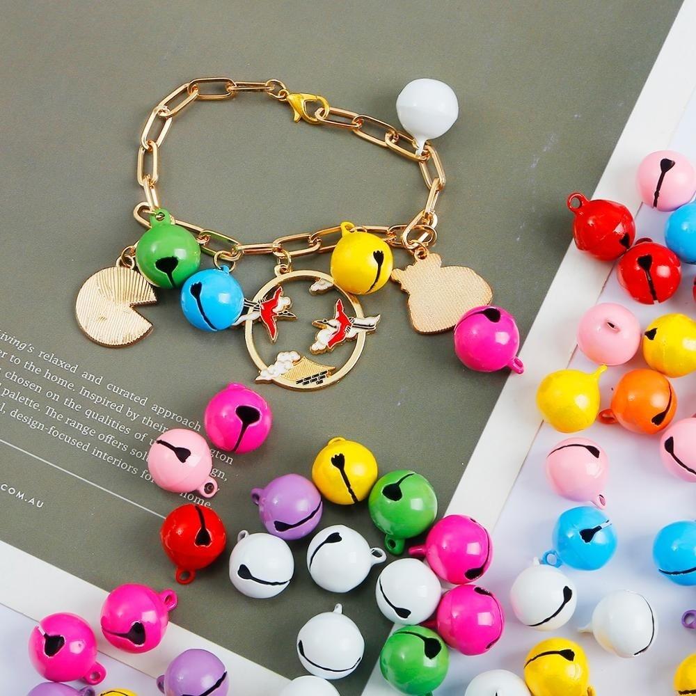 10pcs Candy Color Large Bell Beads 14mm Christmas Tree Ornaments Pet Bells  Charms Accessories