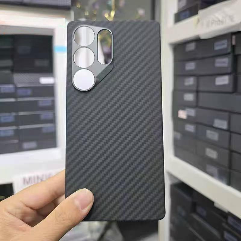 NO Magnetic Carbon Fiber Case for Samsung Galaxy S24+ Ultra S24 Plus Cover Hard Frame Aramid Fiber Case
