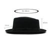 Vintage British Style Flat Top Wool Fedora Hat with Black Ribbon, Winter Warm Curved Brim Sun Hat