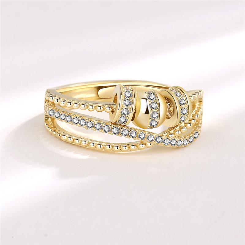 Fashion Beads Anxiety Ring Fidget Spinner Rings Korea Crystal Butterfly Flower Star Moon Ring Anti Stress Jewelry Gift