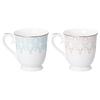 NARUMI Pair of Mugs, Aurora Design, 290cc, Lace Pattern, Blue and Pink, Cute and Stylish, Gift, Microwave Safe, Gift Boxed, 97104-21475