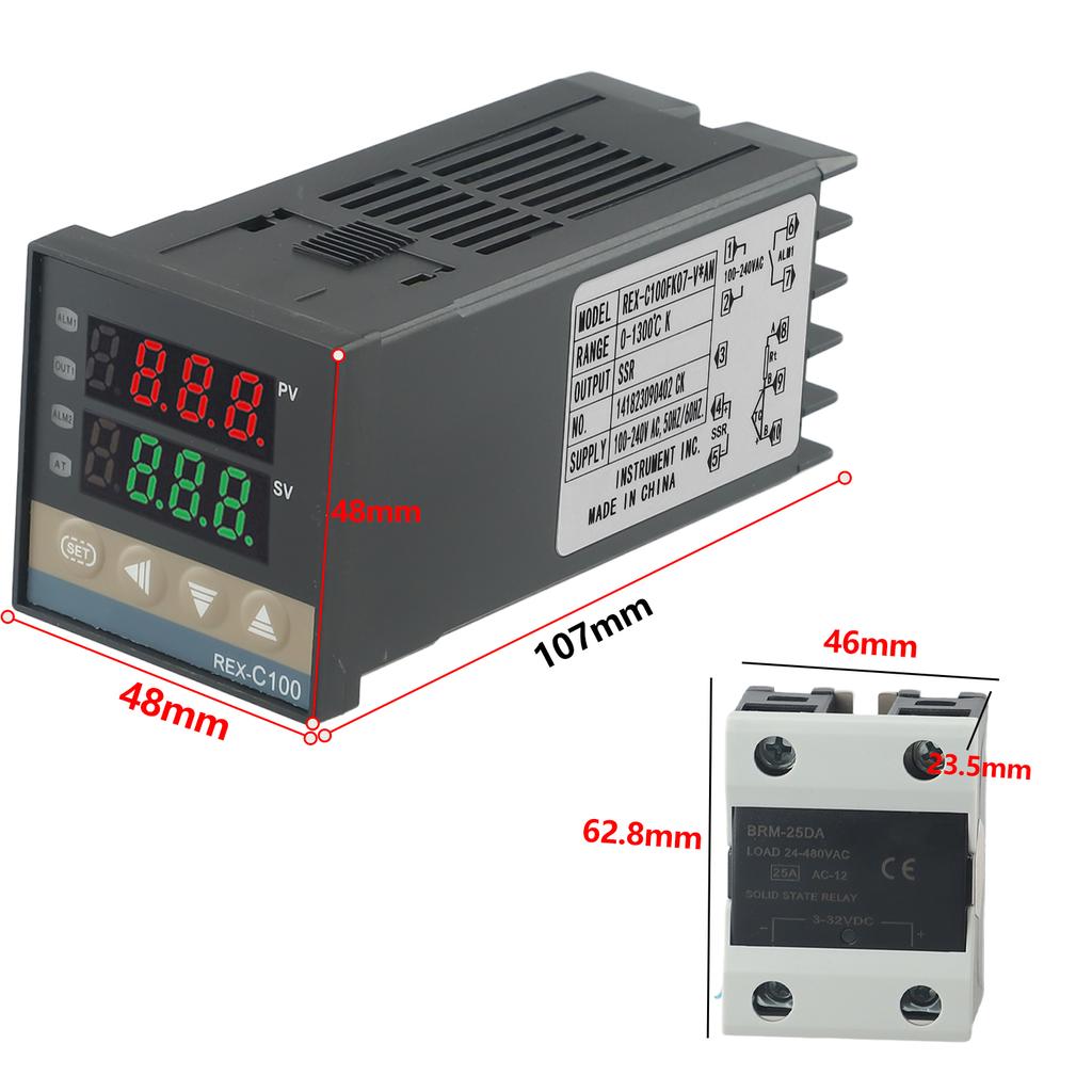 1pc REX-C100 Digital PID Temperature Controller With K Type Probe Sensor For Heating System Accessories