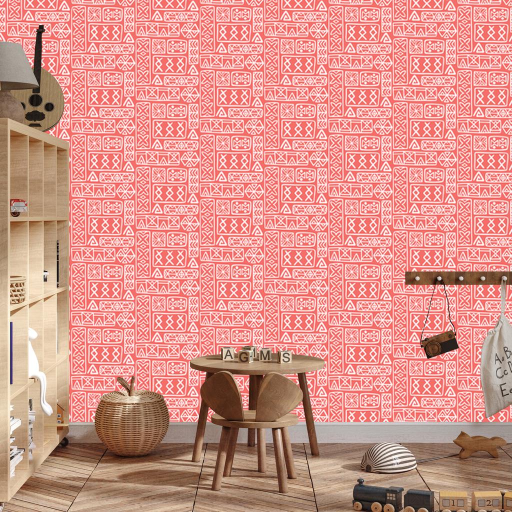Polynesian Geometric Coral Pattern Wallpaper 50x1000