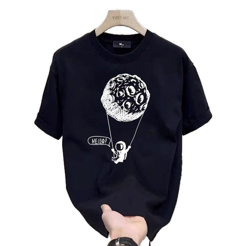 Heavy Trendy Brand Men'S Printed Short-Sleeved T-Shirt Trendy Fashion Casual Versatile T-Shirt Top