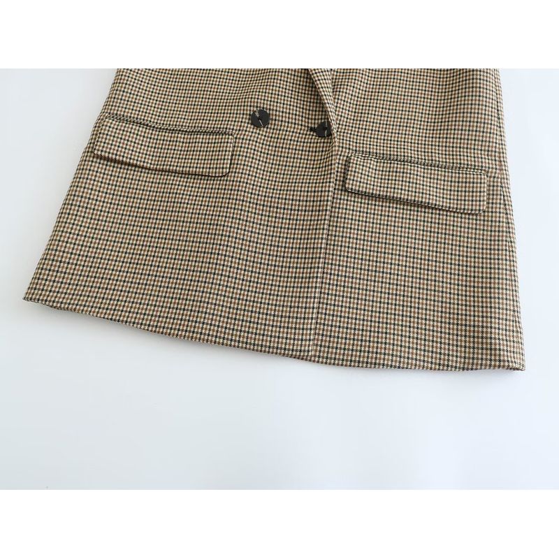 Women's Clothing Fashion Style Gingham Straight Skirt Suit Outwear