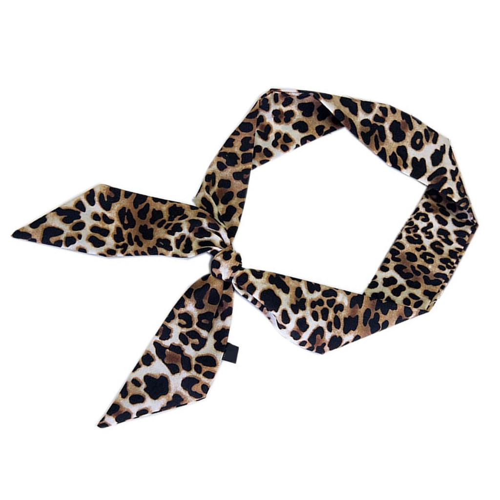 Leopard Print Narrow Silk Scarf for Women Girls Short Necktie Scarf Fashionable and Versatile Accessory for Any Outfit